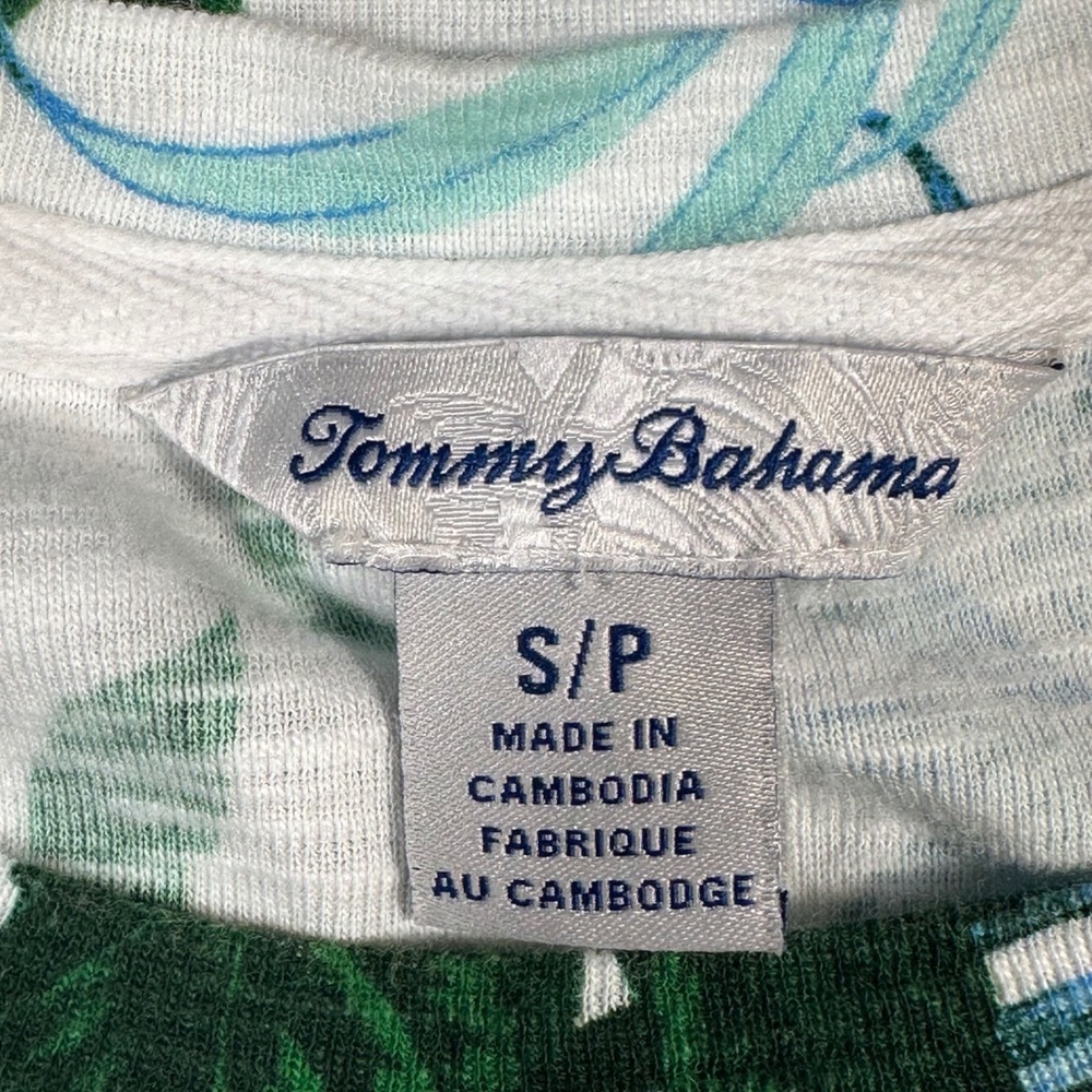 Tommy Bahama Ashby Isles Top Women S‎ White Tropical Hibiscus 3/4 Sleeve Cotton - Picture 4 of 8